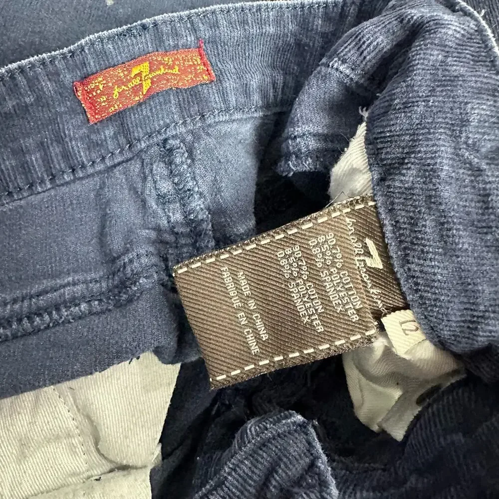 7 For all Mankind Navy Blue Skinny Cords Corduroy Pants Boys 12.